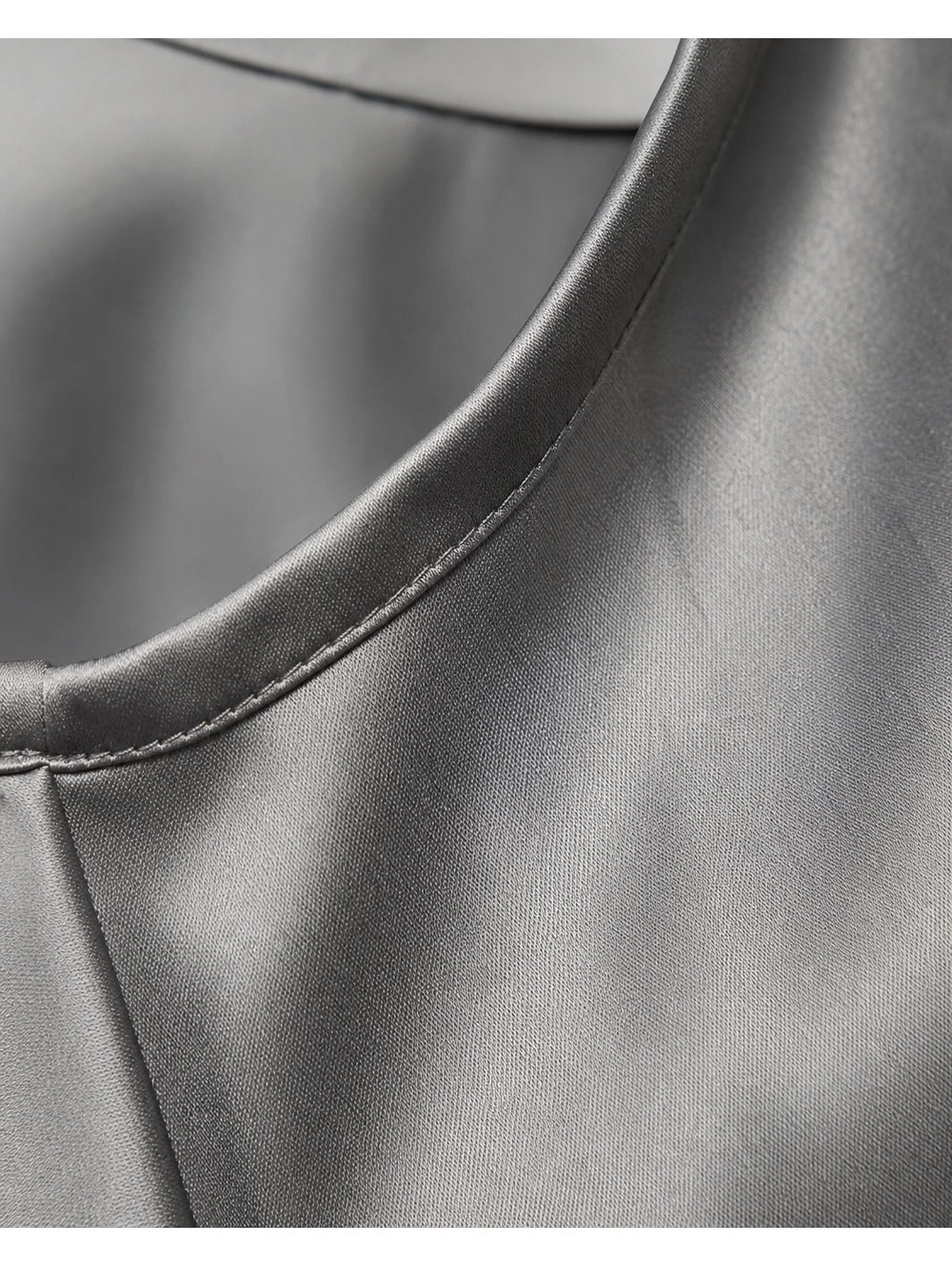 Charcoal High Neck Blush Bow Back Satin Formal Maxi Dress - Picture 7 of 9